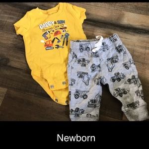 Newborn daddy and son construction outfit